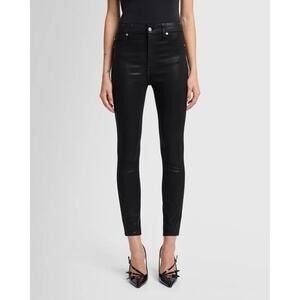.new 7 For All Mankind Gwenevere Black Coated Skinny Jeans 25 Glamrock Bikercore